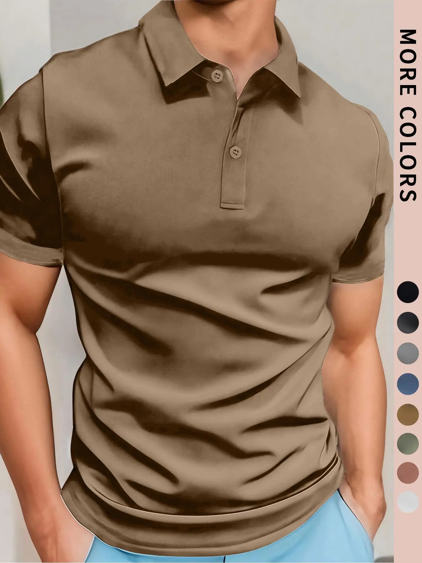 Polo simple à manches courtes pour homme, couleur unie, tissu de haute qualité