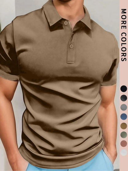 Polo simple à manches courtes pour homme, couleur unie, tissu de haute qualité