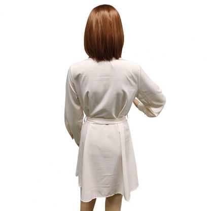 Robe chemise blanche élégante pour femme, mini, manches longues