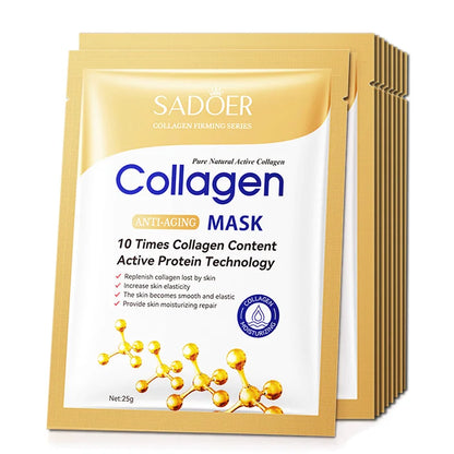 10pcs SADOER Collagen Face Mask Firming Moisturizing Repair Brightening skincare Face Sheet Mask Beauty Facial Masks Skin Care