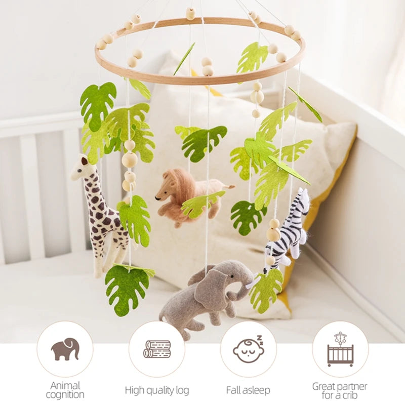 Hochet mobile pour berceau de bébé de 0 à 12 mois, motif animal de la forêt