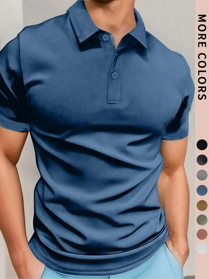 Polo simple à manches courtes pour homme, couleur unie, tissu de haute qualité