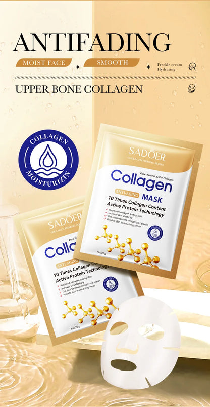 10pcs SADOER Collagen Face Mask Firming Moisturizing Repair Brightening skincare Face Sheet Mask Beauty Facial Masks Skin Care