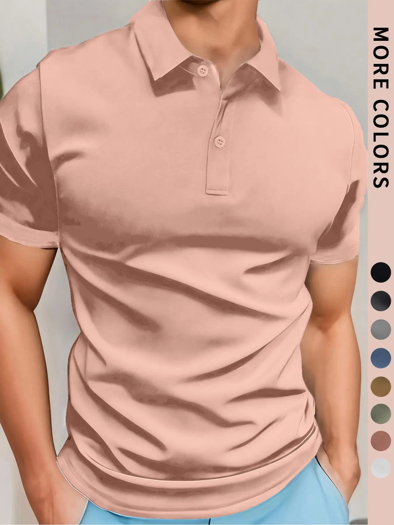 Polo simple à manches courtes pour homme, couleur unie, tissu de haute qualité