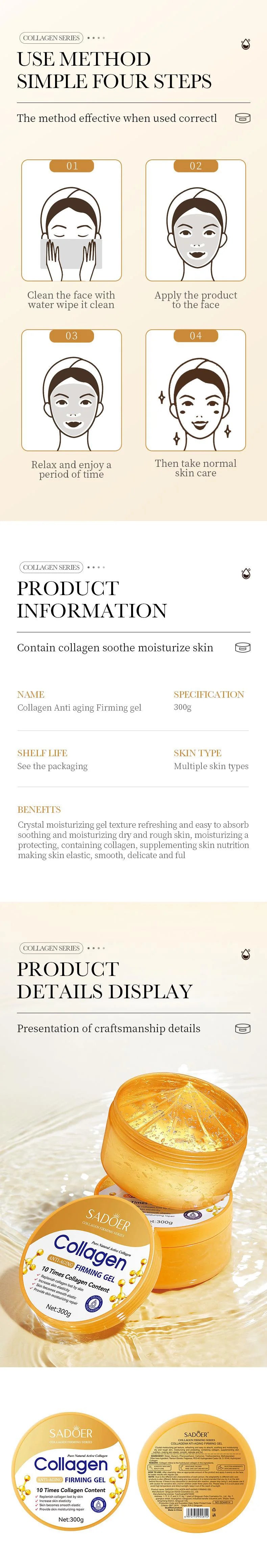 SADOER collagène crème pour le visage visage Gel hydratant réparation éclaircissant raffermissant crèmes pour le visage beauté produits de soins de la peau pour le visage