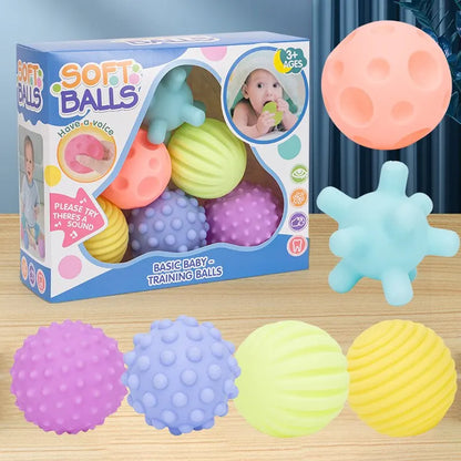 Lot de 6 balles sensorielles pour nouveau-né, jouet anti-stress  Balle de massage tactile pour bébés de 6 à 12 mois