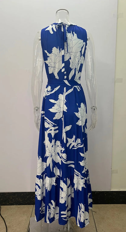 2025 Robes longues élégantes à imprimé floral pour femmes Printemps Été