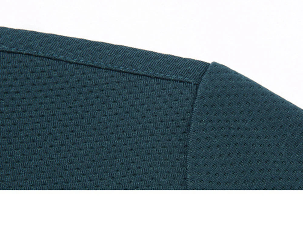 Nouveau t-shirt polo d'automne pour hommes, couleur unie, manches longues avec texture gaufrée