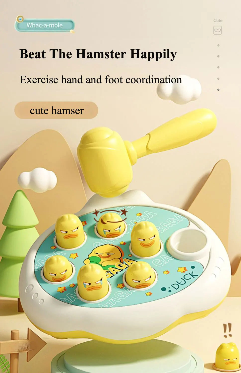 Jouet bébé Canard/Grenouille/Cochon, jeu d'apprentissage Montessori, puzzle éducatif cadeau pour tout-petit garçon/fille de 12 à 24 mois avec marteau